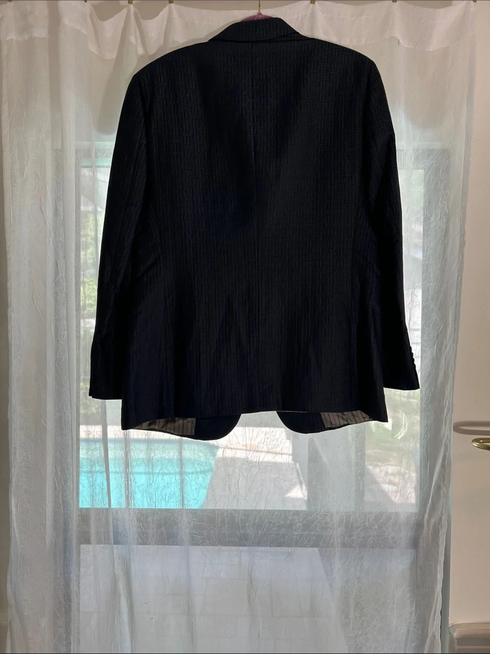 Giorgio Armani Dark Navy Patterned Single-Breasted Blazer